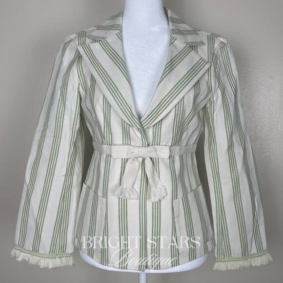 Rare Stripe Blazer Jacket ASO Paige Matthews Charmed Cream Green Bow 6 Vintage - Picture 5 of 10